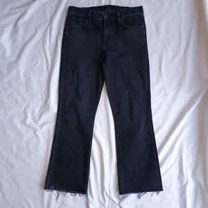 J Brand Selena Crop Jeans Womens 28 Bootcut Midrise Blue Dark Wash Stretch Denim